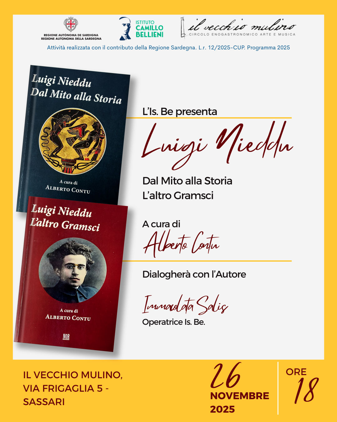 L’Is.Be presenta Luigi Nieddu: “Dal Mito alla Storia” e “L’Altro Gramsci” a cura di Alberto Contu